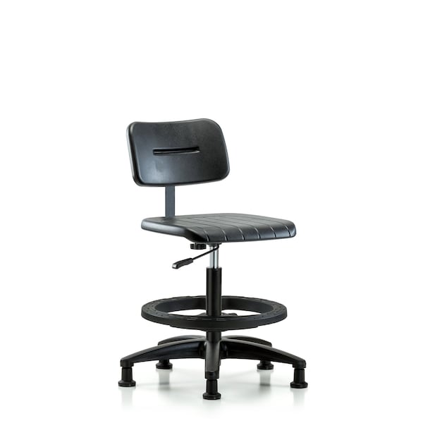 Blue Ridge Ergonomics BPMBCH-RG-BF-RG Core Polyurethane Chair - Medium Bench Height with Black Foot Ring & Stationary Glides