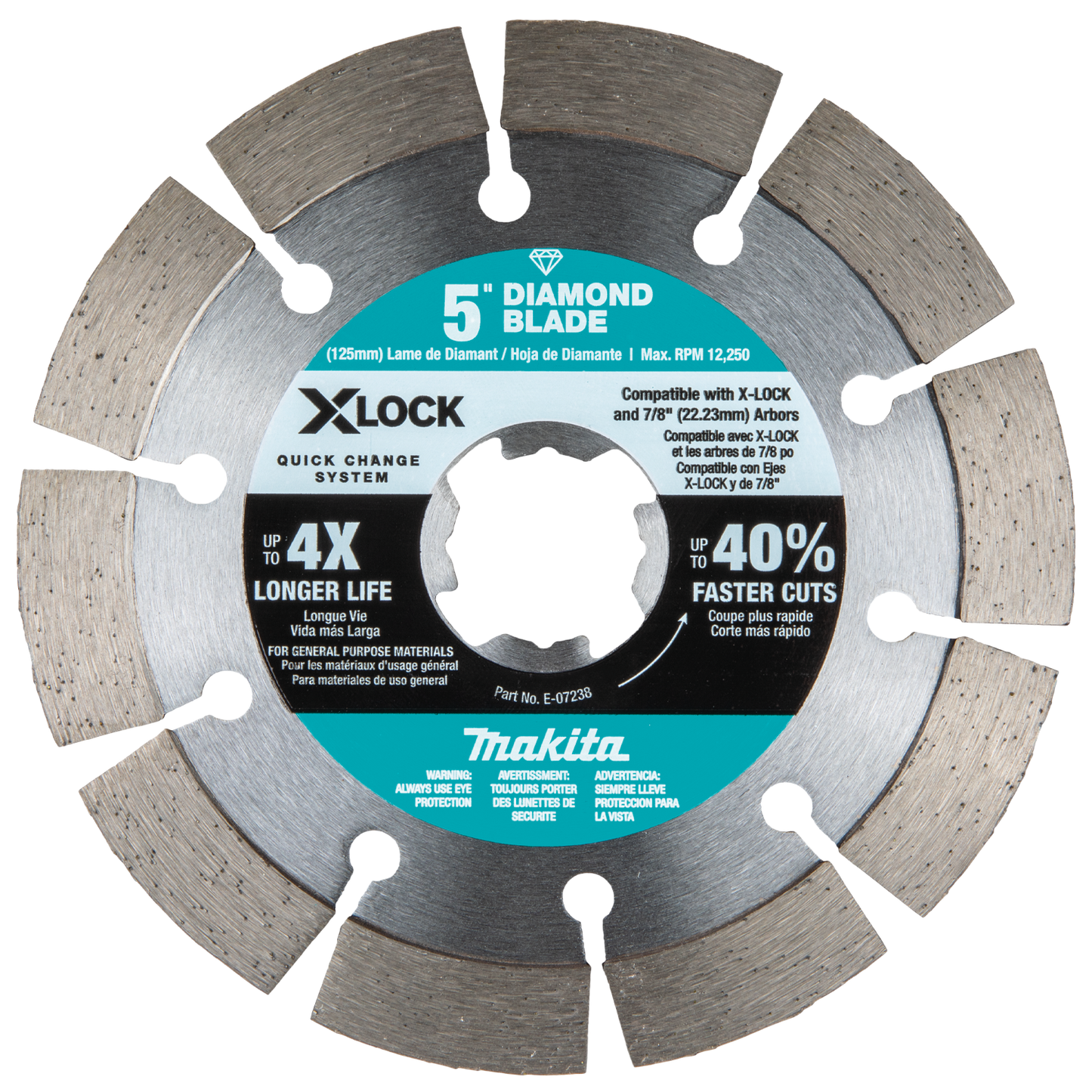 Makita E-07238 X‘LOCK 5" Segmented Diamond Blade for Masonry Cutting