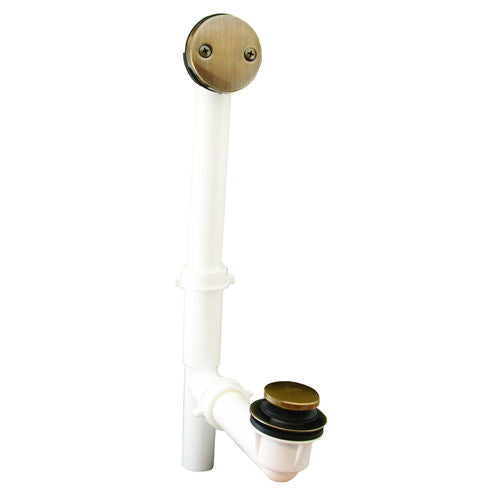 Jones Stephens P3752AB Antique Brass Two-Hole Toe Touch Bath Waste Kit, Tubular Full Kit, PVC