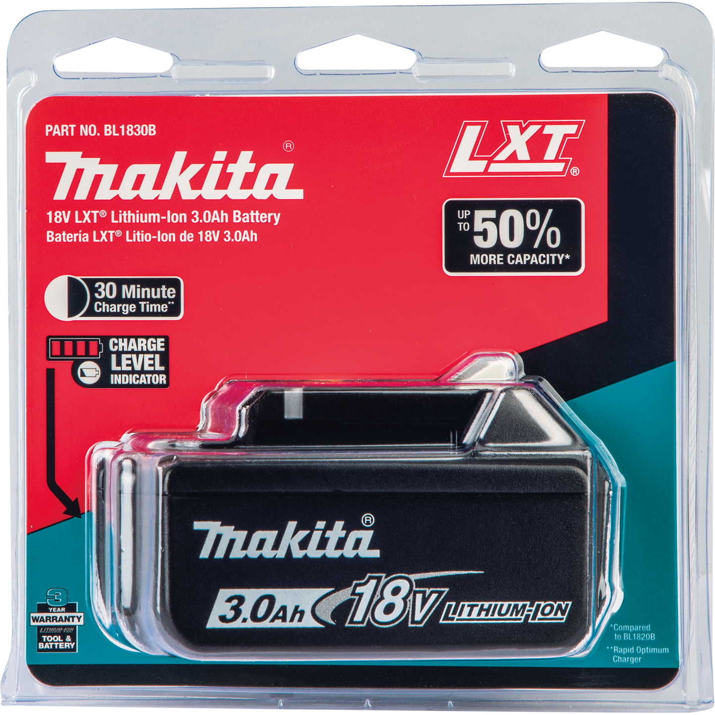 Makita BL1830B 18V LXT® Lithium‘Ion 3.0Ah Battery