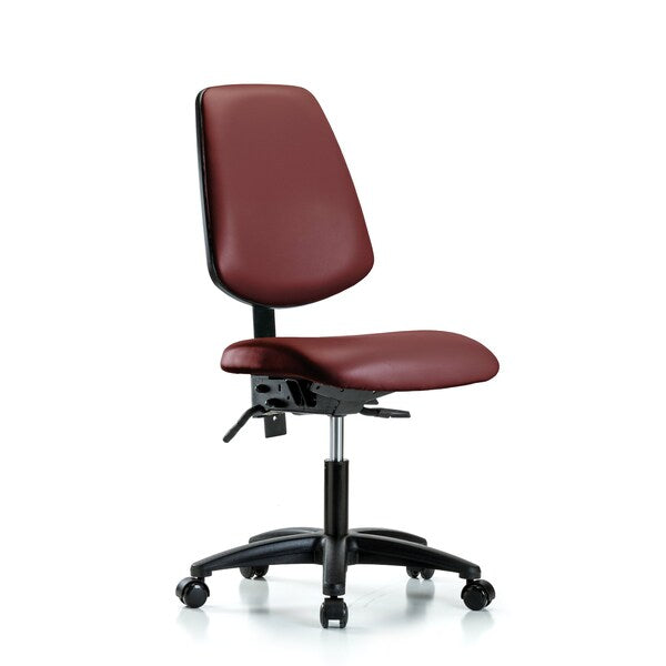 Blue Ridge Ergonomics VDHCH-MB-RT-T0-A0-RG-8815 Rutledge Vinyl Chair - Desk Height with Round Tube Base, Medium Back, & Stationary Glides in Borscht Supernova™ Vinyl