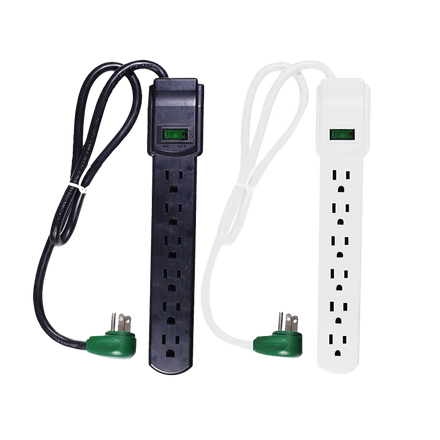 GoGreen Power GG-16103MS Plastic 6 Outlet Surge Protector,  w/ Basic Surge, Right Angle Plug White