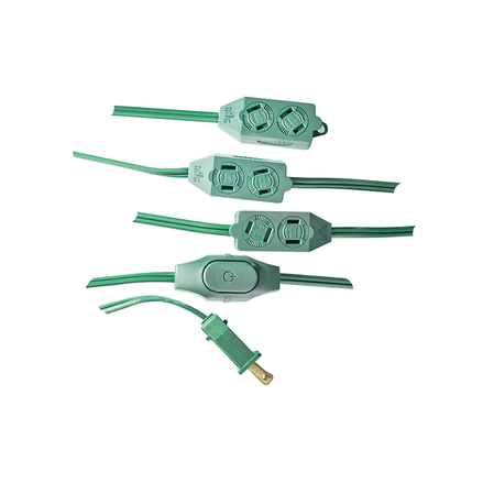 GoGreen Power GG-24509GN 9 Outlet 9' XMAS Tree Cord 16/2 SPT-2 Green