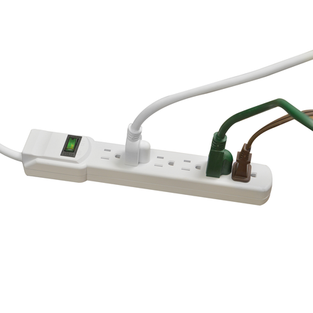 GoGreen Power GG-16103M-12BK 6 Outlet Plastic Surge Protector, w/250 Joules Black