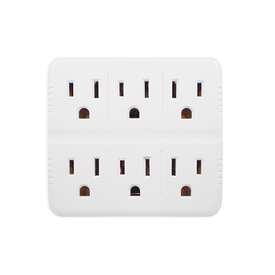 GoGreen Power GG-16000TW Plastic 6 Outlet Wall Tap. White Color, U/L