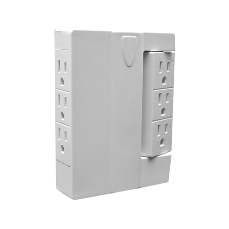 GoGreen Power GG-16000TSW Plastic 6 Outlet Side Mount Wall Tap,w/3 Swivel Outlets, U/L.