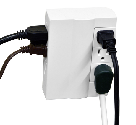 GoGreen Power GG-16000TSW Plastic 6 Outlet Side Mount Wall Tap,w/3 Swivel Outlets, U/L.