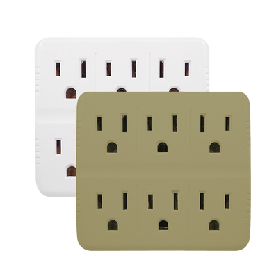 GoGreen Power GG-16000TW Plastic 6 Outlet Wall Tap. White Color, U/L