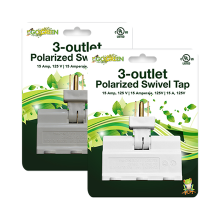 GoGreen Power GG-03420T 3-Outlet Polarized Swivel Tap - 15amp, Tan
