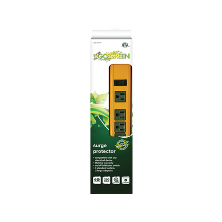GoGreen Power GG-26114 Metal 6 Outlet Surge Protector, 2 Outlets for Large Adapters, Industrial Grade