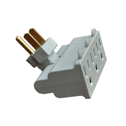 GoGreen Power GG-03420W 3-Outlet Polarized Swivel Tap - 15amp, White