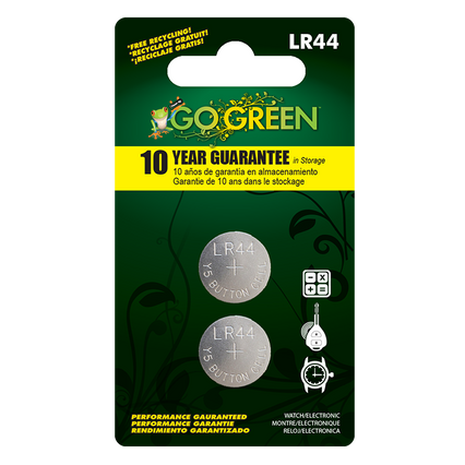 GoGreen Power LR44 1.5V Lithium Button Cell Battery used for LED Flashlights