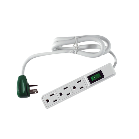 GoGreen Power GG-13002MS 3 Outlet Power Strip, 15A Breaker/Rocker Switch Combo White