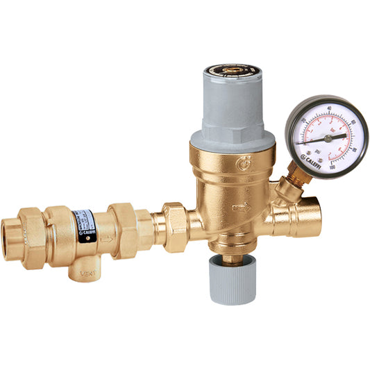 Caleffi 573019A COMBO AutoFill™ 1/2" Sweat Inlet X 1/2" NPT Outlet w/ Pressure gauge ASSE 1012