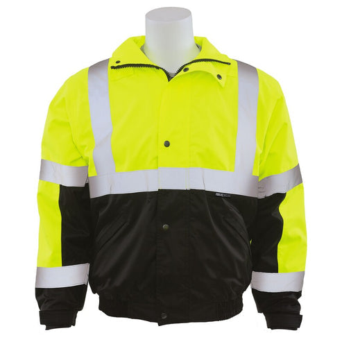 Delta Plus WEL61591LBMD W106 Type R, Class 3 Bomber Jacket with Black Bottom, Fleece Lined, Hi Viz Lime, MD