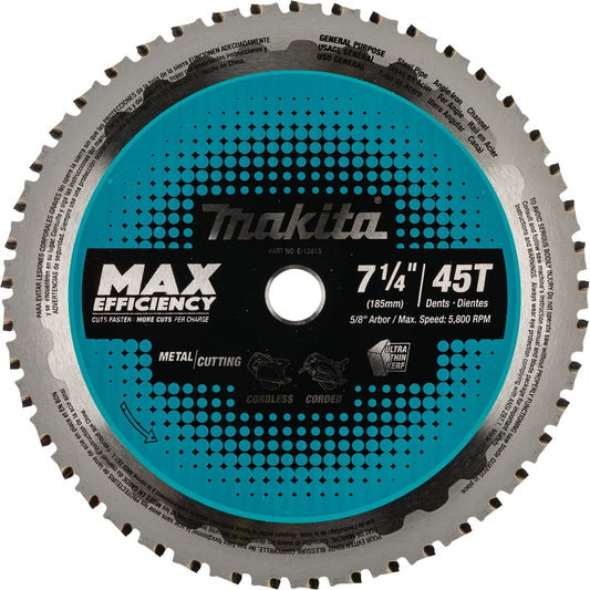 Makita E-12815 7‘1/4" 45T Carbide‘Tipped Max Efficiency Saw Blade, Metal/General Purpose