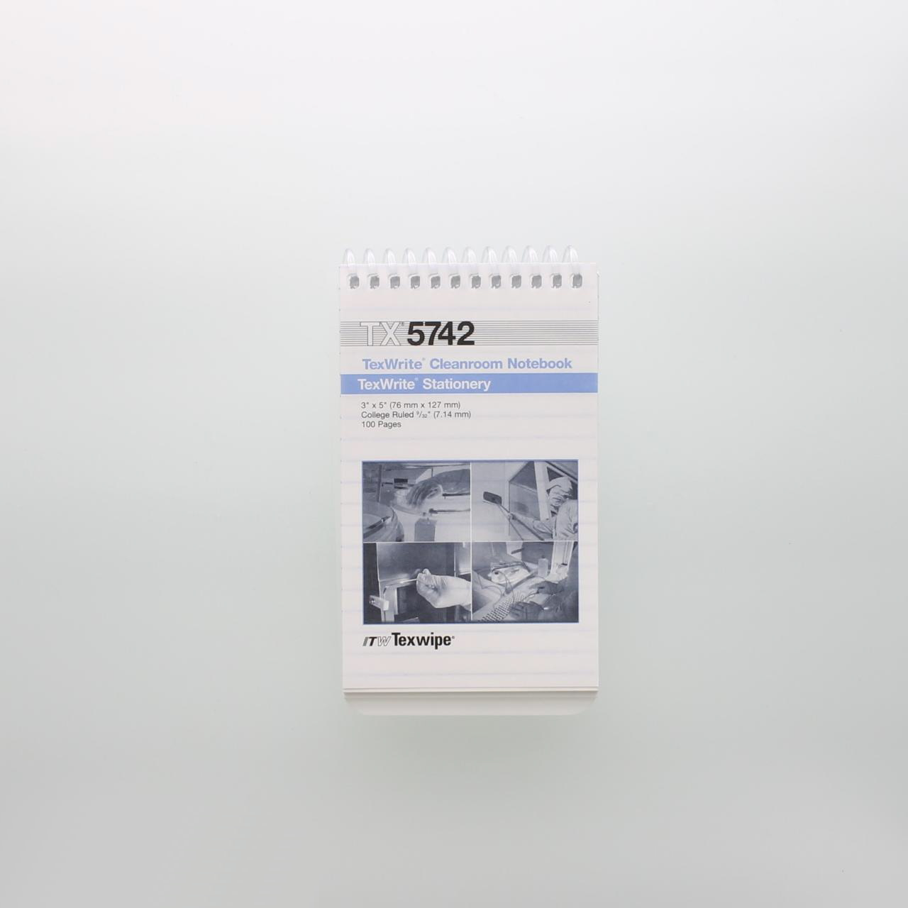 SOS Cleanroom Texwipe TX5742 TexWrite 3" x 5" White Cleanroom Spiral Notebook (Case Qty.) - Case