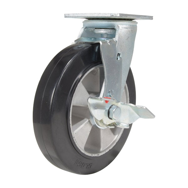 Vestil CST-VE-8X2MRA-SWB Rubber Swivel With Brake Caster 8 In. Diameter x 2 In. Width 881 Lb. Capacity Black/Gold