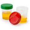 Globe Scientific 5905G Specimen Container 4oz with Full Turn Green Separate Screwcap Frosted Writing Area Non-Sterile PP Graduated