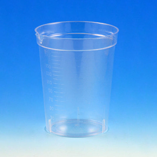 Globe Scientific 5921 Specimen Container 6.5oz with Pour Spout PS Graduated