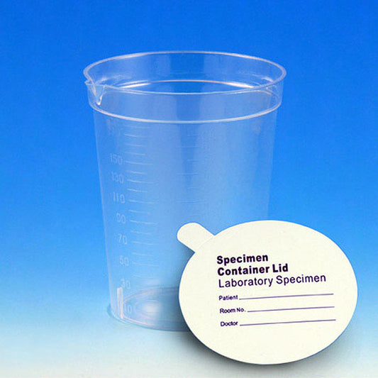 Globe Scientific 5925 Specimen Container 6.5oz Paper Lid Included in Each Pack Pour Spout PS Graduated 25/Pack 20 Packs/Unit