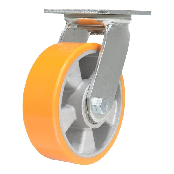 Vestil CST-VE-6X2PUA-S Polyurethane Swivel Caster 6 In. Diameter x 2 In. Width 1212 Lb. Capacity Orange/Silver