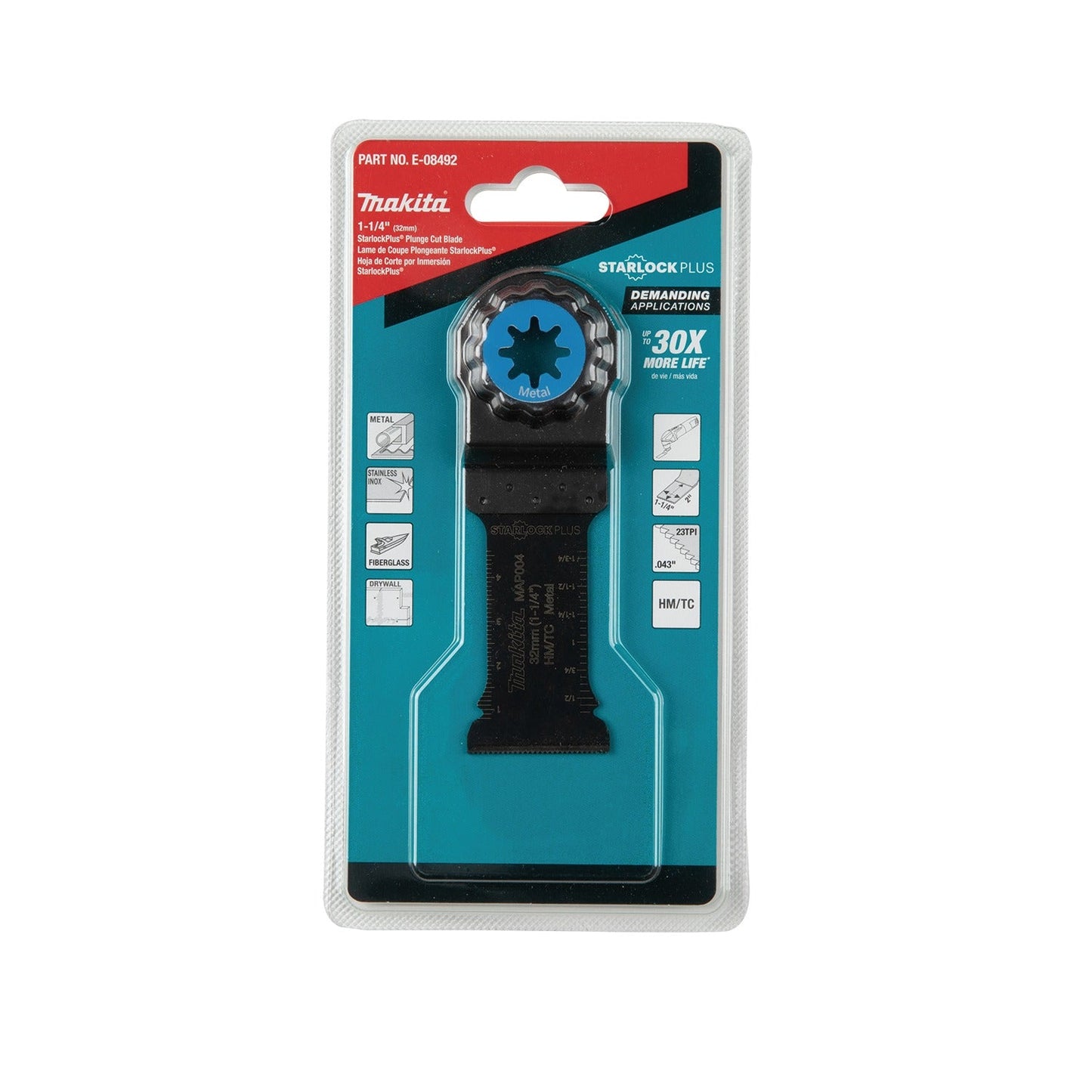 Makita E-08492 StarlockPlus® Oscillating Multi‘Tool 1‘1/4" Hard Metal with Tungsten Carbide Teeth Plunge Cut Blade for Metal Cutting