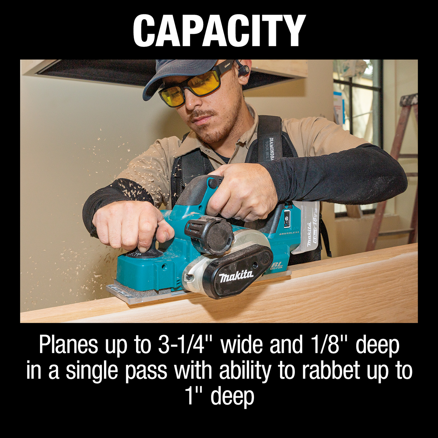 Makita XPK02Z 18V LXT® Lithium‘Ion Brushless Cordless 3‘1/4" Planer, AWS® Capable, Tool Only