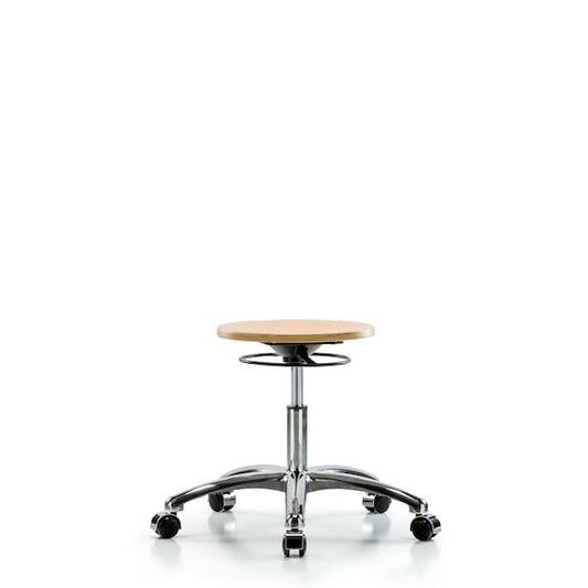 Blue Ridge Ergonomics WDHSO-CR-CC Wood Stool Chrome - Desk Height with Casters