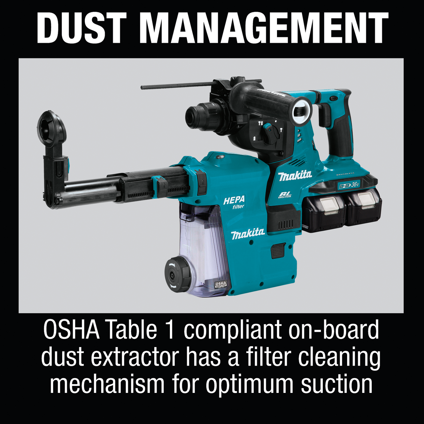 Makita XRH10Z 36V (18V X2) Lxt® Brushless 11/8" Avt® Rotary Hammer, Accepts Sdsplus Bits, Aft®, Aws® Capable, Tool Only