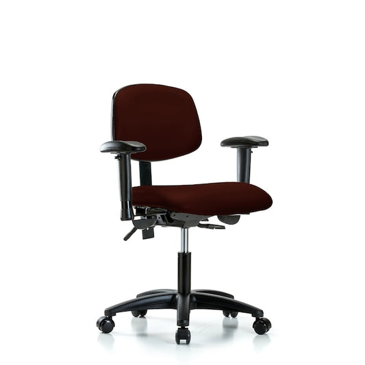 Blue Ridge Ergonomics VDHCH-RG-T1-A1-RC-8567 Rutledge Vinyl Chair - Desk Height with Seat Tilt, Adjustable Arms, & Casters in Dove Trailblazer™ Vinyl