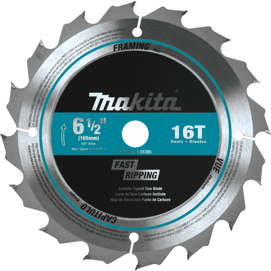 Makita T-01395 6‘1/2" 16T Carbide‘Tipped Circular Saw Blade, Framing