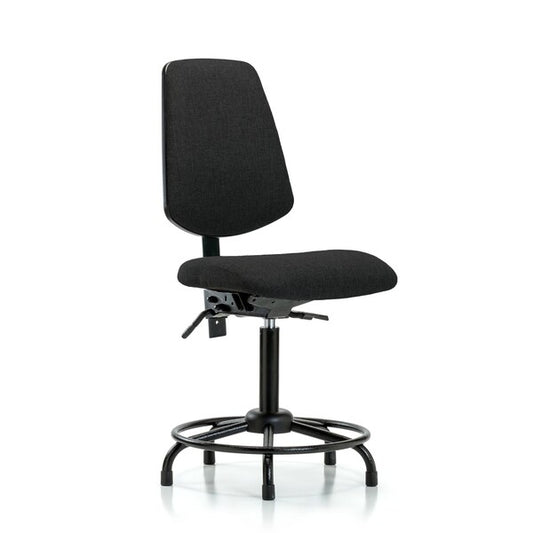 Blue Ridge Ergonomics FMBCH-MB-RT-T0-A0-RG-F42 Rutledge Fabric Chair - Medium Bench Height with Round Tube Base, Medium Back, & Stationary Glides in Black Fabric