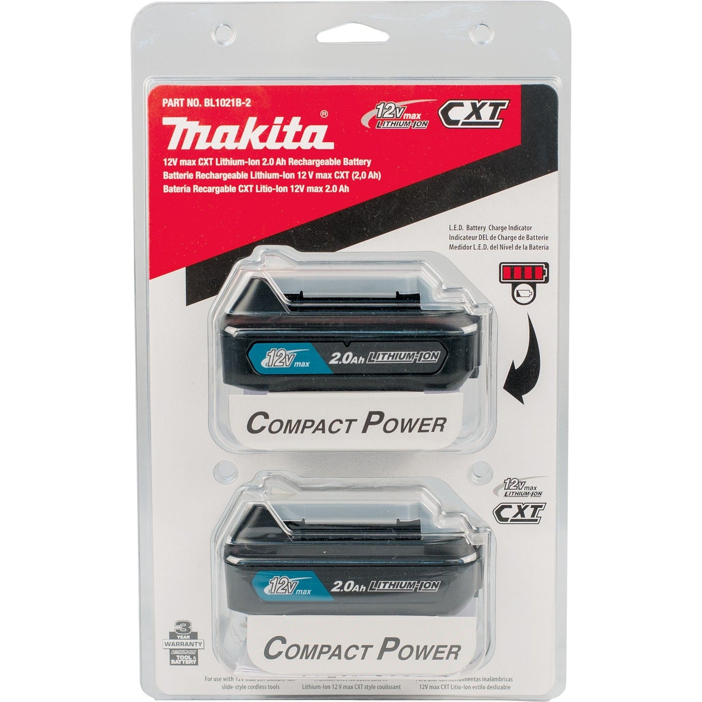 Makita BL1021B-2 12V max CXT® Lithium‘Ion 2.0Ah Battery, 2/pk