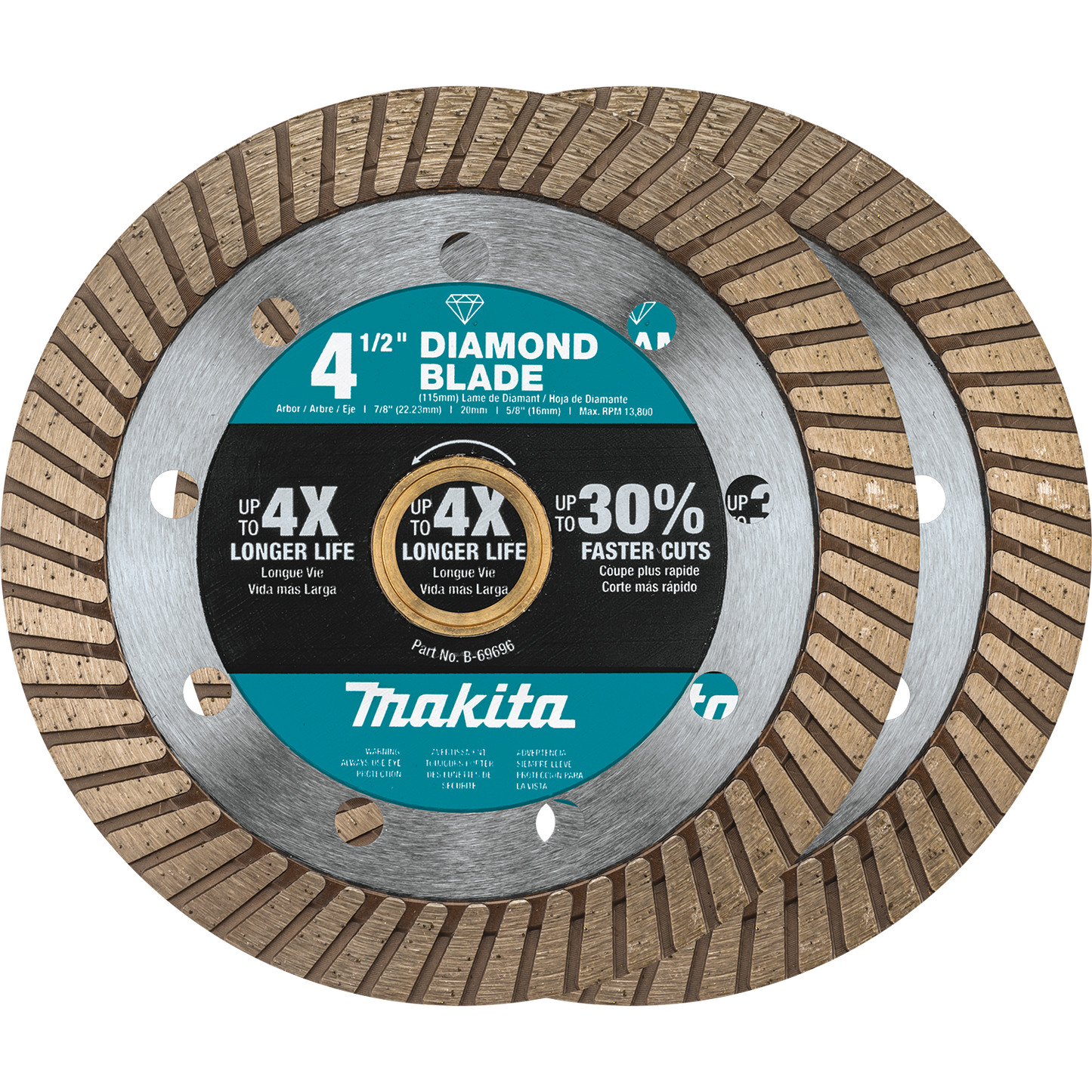 Makita B-69705 4‘1/2" Diamond Blade, Turbo, General Purpose, 2/pk