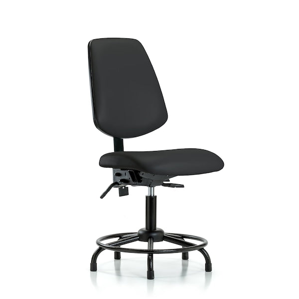 Blue Ridge Ergonomics VDHCH-MB-RT-T0-A0-RG-8540 Rutledge Vinyl Chair - Desk Height with Round Tube Base, Medium Back, & Stationary Glides in Black Trailblazer™ Vinyl