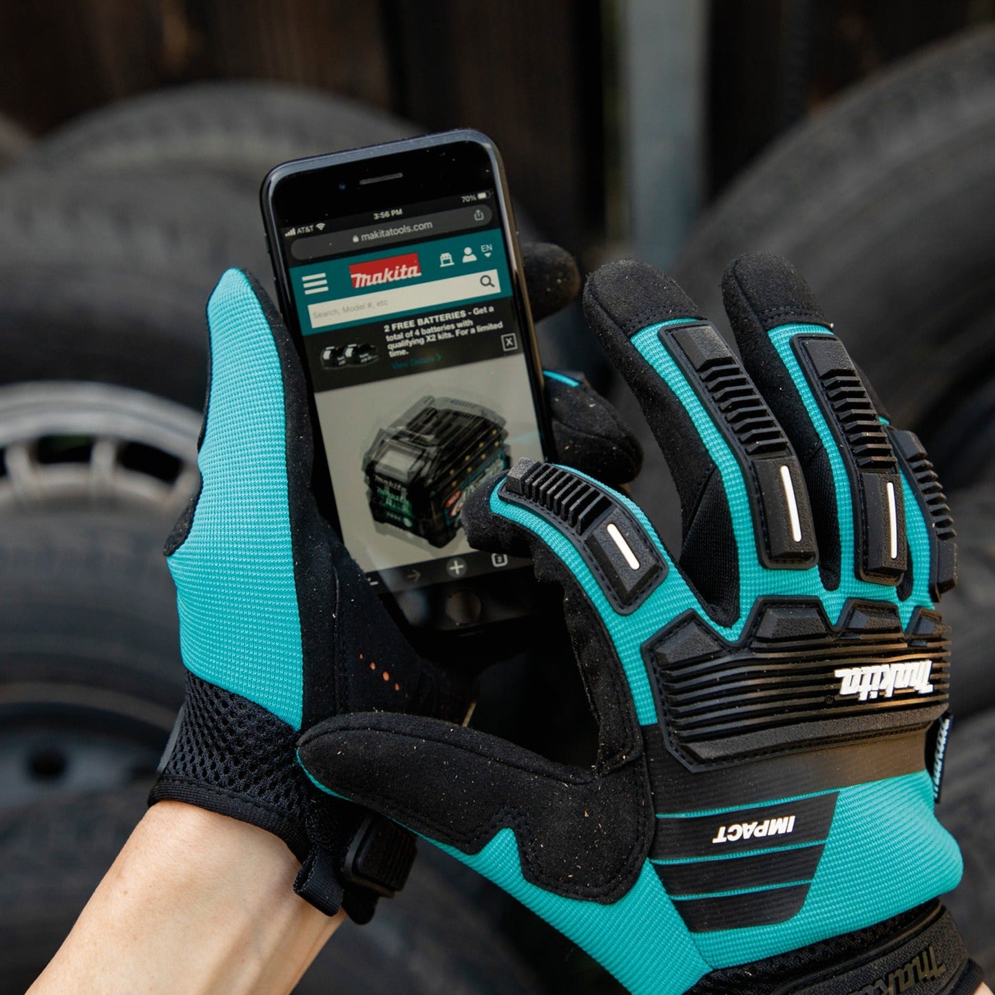 Makita T-04248 Advanced Impact Demolition Gloves (Medium)