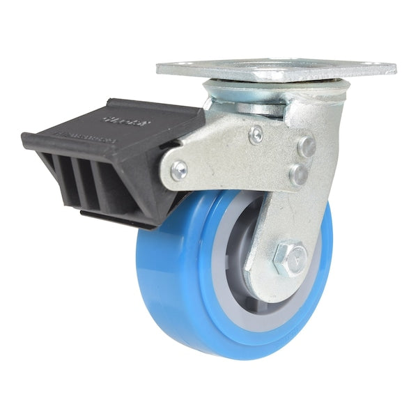 Vestil CST-KB-5X2PUP-SWTB Polyurethane Swivel With Total Brake Caster 5 In. x 2 In. 771 lb Light Blue/Gray