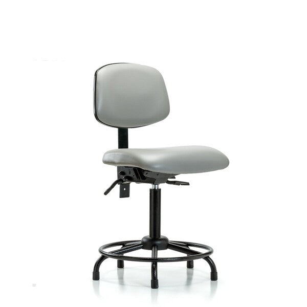 Blue Ridge Ergonomics VMBCH-RT-T1-A0-RG-8567 Rutledge Vinyl Chair - Medium Bench Height with Round Tube Base, Seat Tilt, & Stationary Glides in Dove Trailblazer™ Vinyl