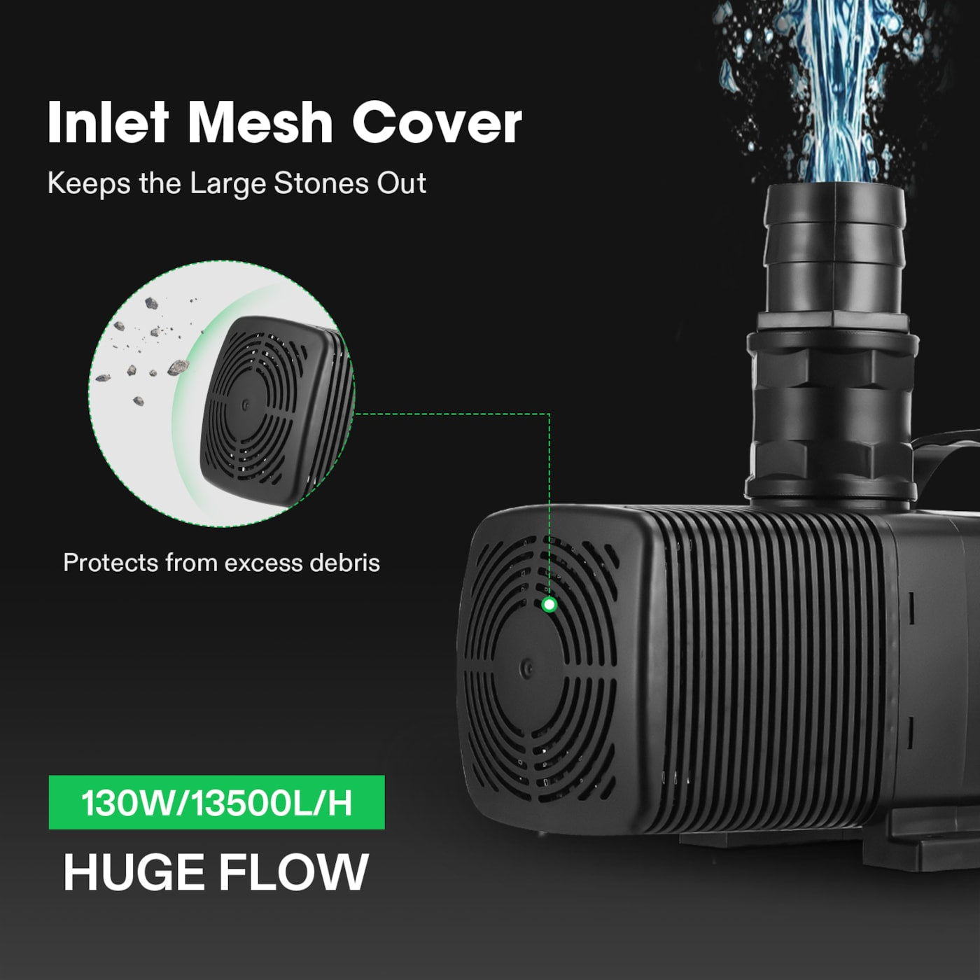 Vivosun 3567 GPH Submersible Water Pump 130W Ultra Quiet Pump