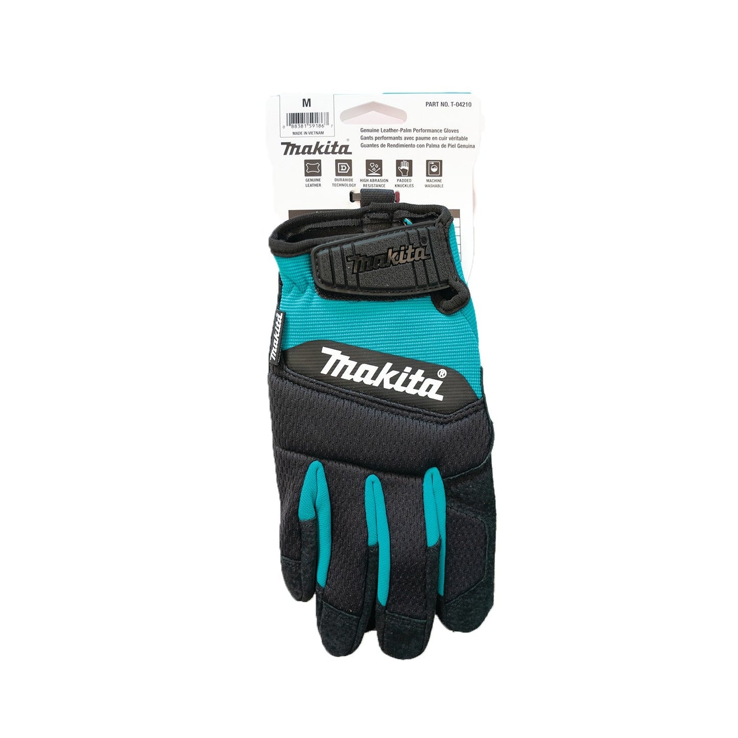 Makita T-04210 100% Genuine Leather‘Palm Performance Gloves (Medium)