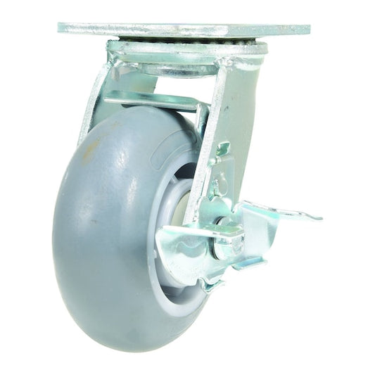 Vestil CST-VE-5X2TPR-SWB Thermoplastic Swivel With Brake Rigid Caster 5 In. Diameter x 2 In. Width 551 lb Light Gray
