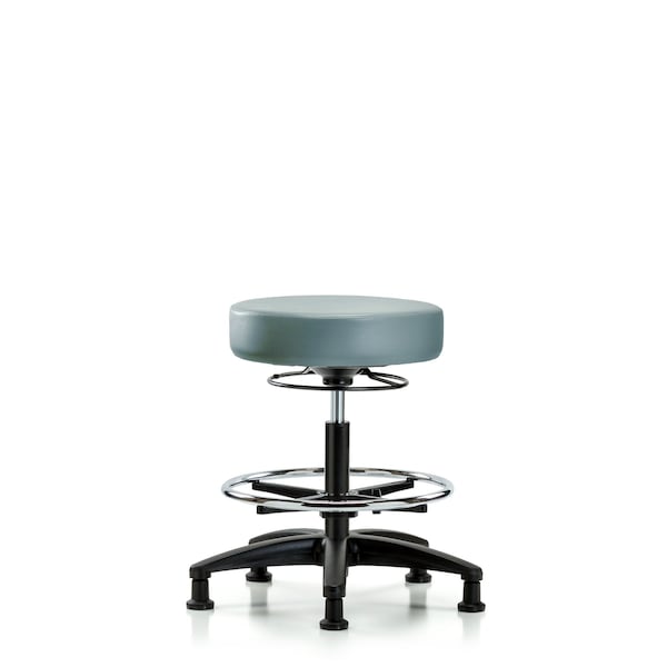 Blue Ridge Ergonomics VMBSO-RG-CF-RG-8822 Rutledge Vinyl Stool without Back - Medium Bench Height with Chrome Foot Ring & Stationary Glides in Storm Supernova™ Vinyl