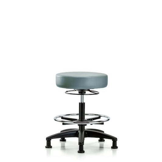 Blue Ridge Ergonomics VMBSO-RG-CF-RG-8822 Rutledge Vinyl Stool without Back - Medium Bench Height with Chrome Foot Ring & Stationary Glides in Storm Supernova™ Vinyl