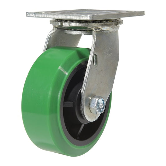 Vestil CST-F34-5X2DT-S Polyurethane Swivel Caster 5 In. Diameter x 2 In. Width 750 Lb. Capacity Green/Black