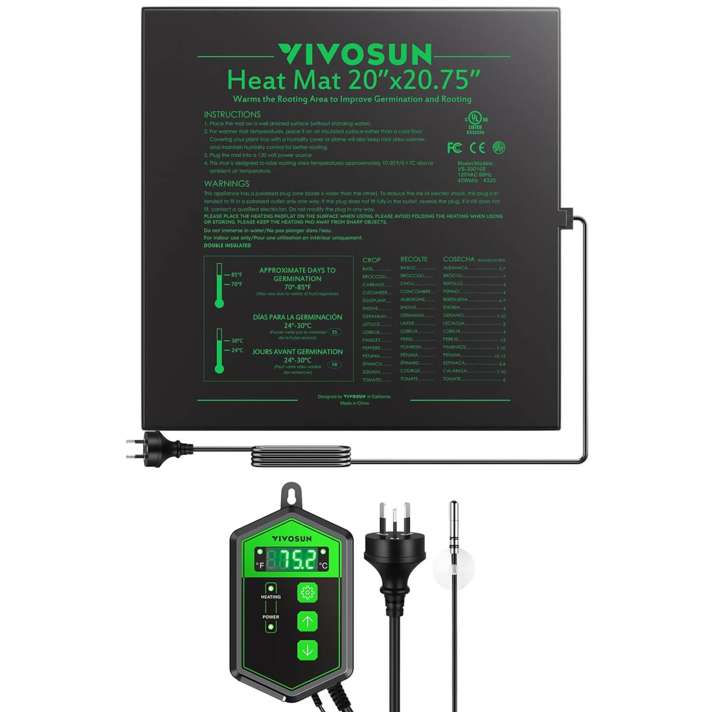 Vivosun Seedling Heat Mat Digital Thermostat Combo 20' x 20.75'