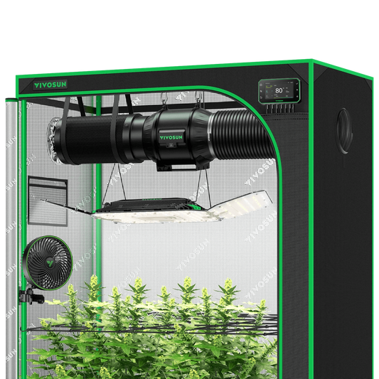 Vivosun Smart Grow Tent Kit GIY-SGS-52 2x5, 3-Plant Complete System, with WiFi E42A+ Controller, 200W AeroLight Wing LED Grow Light, 6-inch AeroZesh T6 Ventilation Combo, and AeroWave E6 Gen2 Clip-on Fan