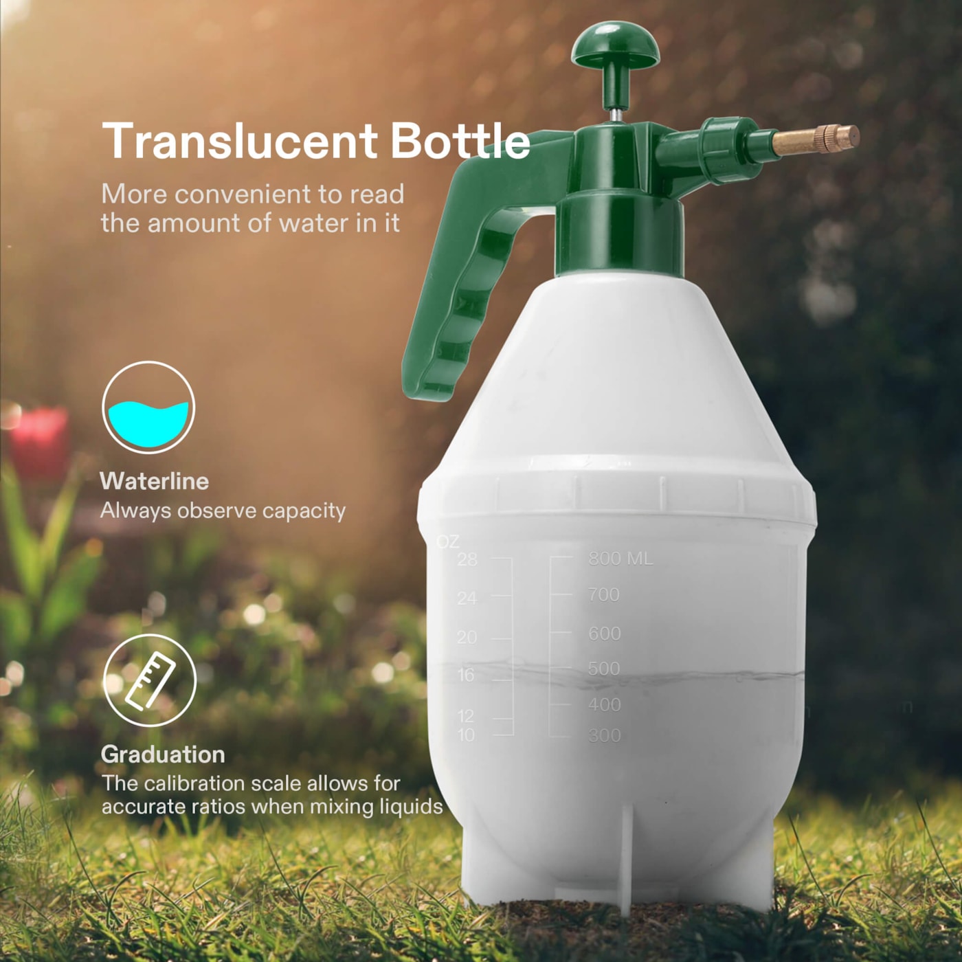 Vivosun 0.2 Gallon Handheld Garden Pump Sprayer (0.8L Green)