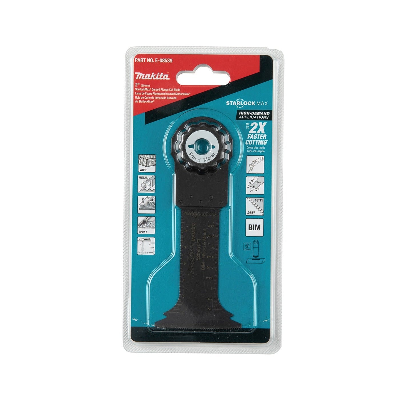 Makita E-08539 StarlockMax® Oscillating Multi‘Tool 2" Bi‘Metal Curved Plunge Cut Blade