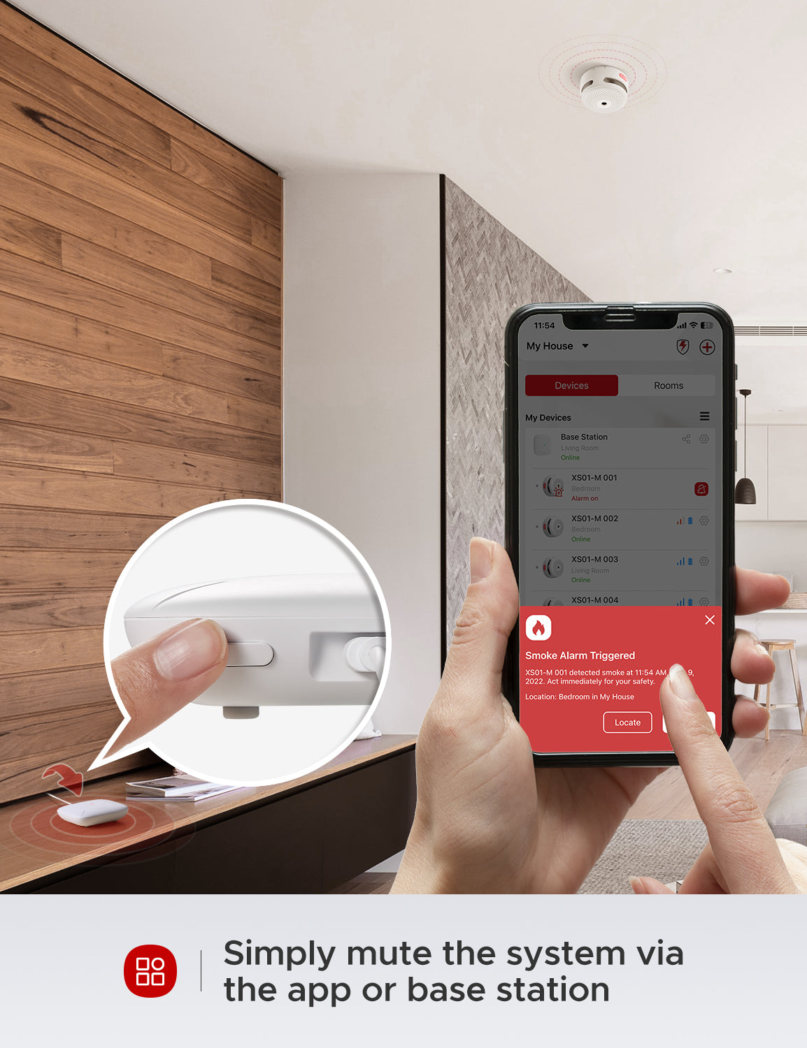 X-Sense FS31 XS01-M Interconnected Smart Smoke Alarm - 3*Alarm+1*SBS50 Base Station